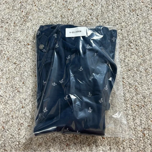 Roxy Romper Navy Blue Anchor Print Sleeveless Criss Cross Back Size Medium - Picture 13 of 13